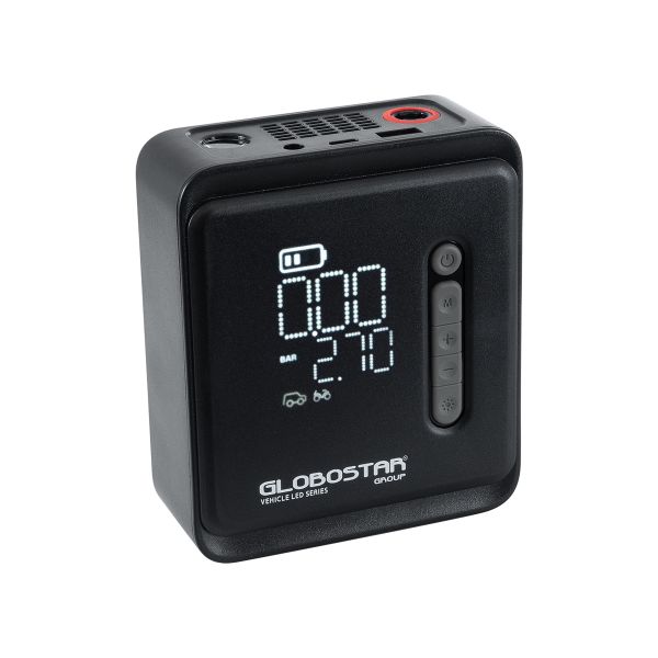 GloboStar® 81490 Φορητή Επαναφορτιζόμενη Ψηφιακή Τρόμπα - Κομπρέσορας Αέρος Αυτοκινήτου & Μοτοσυκλέτας - με Οθόνη LCD & Ενσωματωμένη Επαναφορτιζόμενη Μπαταρία Λιθίου 7800 mAh - Πίεση Αέρος Max 150 PSI - 5 Προγράμματα - Φακό LED - Power Bank με έξο