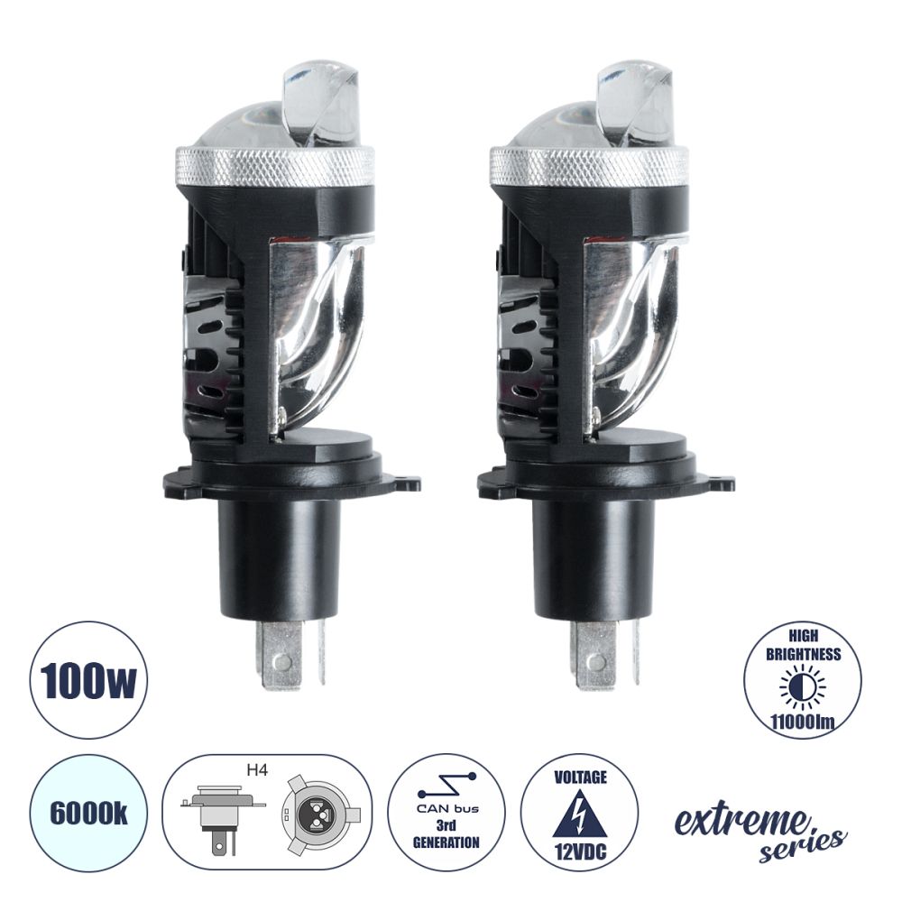 GloboStar® 81506 H4 X10 360° Line KIT Βασικού Φωτισμού Αυτοκινήτου & Μοτοσυκλέτας 3nd Generation Can-Bus Series LED CREE CXB 50W/100W 11000lm/22000lm DC 12V Αδιάβροχο IP56 Ψυχρό Λευκό 6000K - 2 Χρόνια Εγγύηση