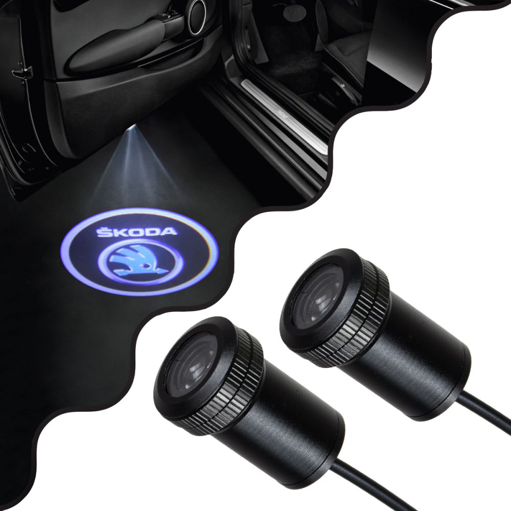 GLOBOSTAR® GHOSTLOGO 81624 Projector Προβολής Μάρκας Αυτοκινήτου "SKODA" LED 2.5W/5W 100lm/200lm 45° DC 12V Αδιάβροχο IP65 Ψυχρό Λευκό 6000K - CREE XHP35 Chip - Μ2.2 x Π3.4 x Υ2.2cm / Q1.9cm - Πακέτο 2 Τεμαχίων - 1 Χρόνο Εγγύηση