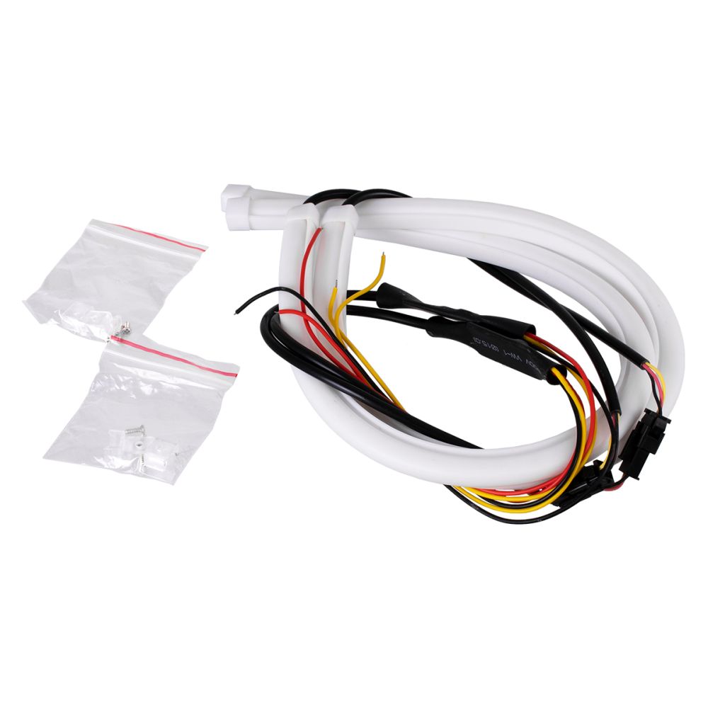 GLOBOSTAR® DRL 81724 Φώτα Ημέρας DRL & Φλας LED 8W/16W 700lm/1400lm 200° DC 12V Αδιάβροχο IP65 Ψυχρό Λευκό 6000K & Πορτοκαλί - Μ45 x Π1.3 x Υ1.3cm - Πακέτο 2 Τεμαχίων - 1 Χρόνο Εγγύηση
