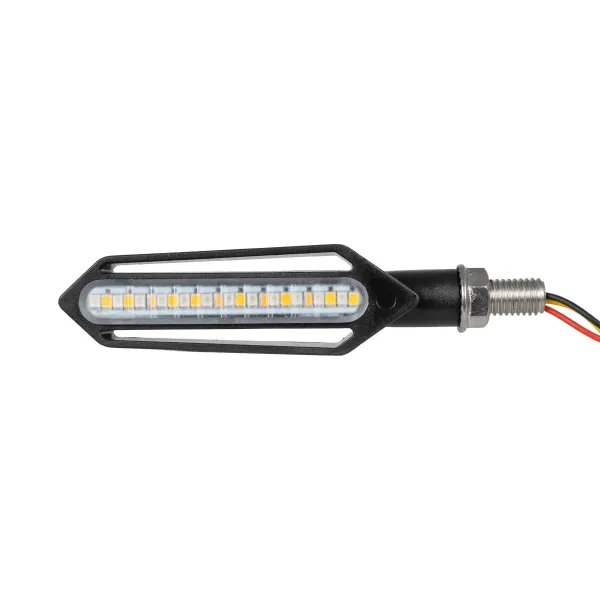 GloboStar® 81756 ΣΕΤ 2 x Φλάς Μοτοσυκλέτας Universal Knife LED SMD 5050 1.2W/2.4W 216lm/432lm DC 12V 2 Λειτουργιών Κόκκινο για Πορείας-Stop & με Τρεχούμενο Εφέ Φωτισμού Πορτοκαλί για Φλας Αδιάβροχα IP65