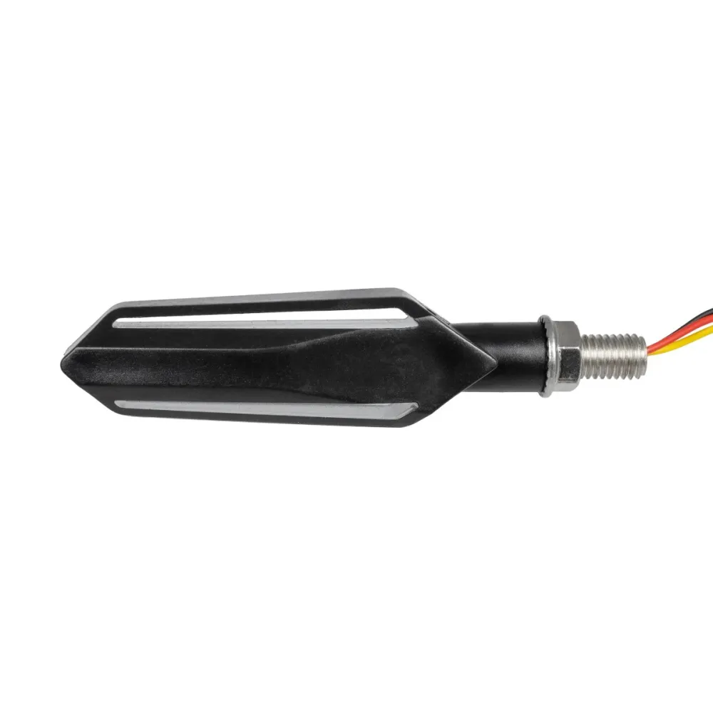 GloboStar® 81756 ΣΕΤ 2 x Φλάς Μοτοσυκλέτας Universal Knife LED SMD 5050 1.2W/2.4W 216lm/432lm DC 12V 2 Λειτουργιών Κόκκινο για Πορείας-Stop & με Τρεχούμενο Εφέ Φωτισμού Πορτοκαλί για Φλας Αδιάβροχα IP65