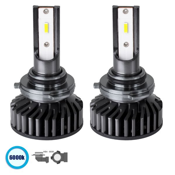 GLOBOSTAR® LEDKITF2 82030 Λάμπα HB4 9006 CANbus LED 30W/60W 3500lm/7000lm 360° DC 12-24V Αδιάβροχο IP65 Ψυχρό Λευκό 6000K - CREE COB Chip - Μ4 x Π4 x Υ6.6cm - Πακέτο 2 Τεμαχίων - 2 Χρόνια Εγγύηση