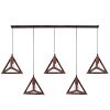 GLOBOSTAR® TRIANGLE 00609 Μοντέρνο Κρεμαστό Φωτιστικό Οροφής με Ντουί 5 x E27 AC 220-240V IP20 - Χάλκινο - Μ170 x Π22 x Y130cm