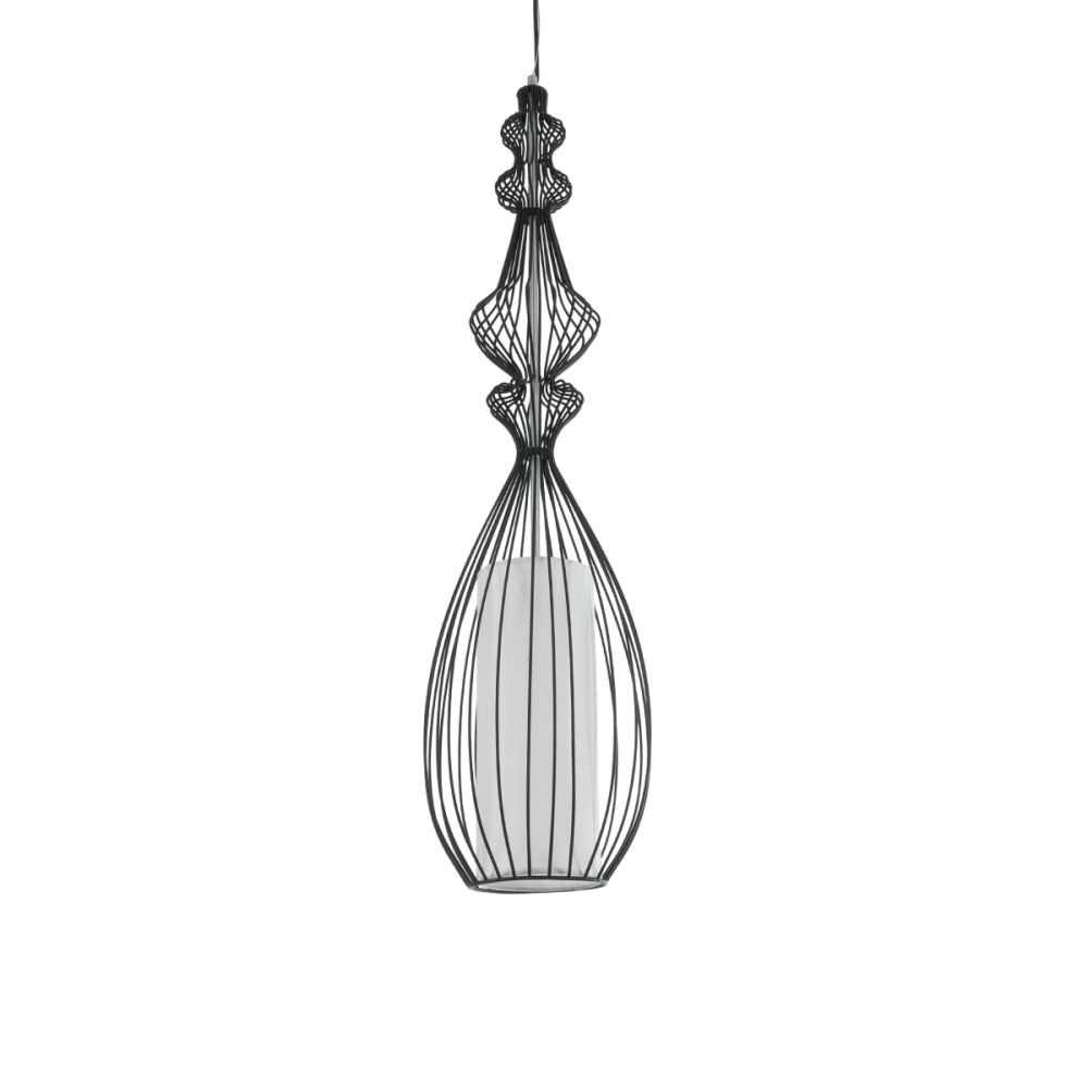 GLOBOSTAR® LILY 01561 Vintage Κρεμαστό Φωτιστικό Οροφής με Ντουί 1 x E27 AC 220-240V IP20 - Μαύρο & Λευκό - Μ20 x Π20 x Υ90cm