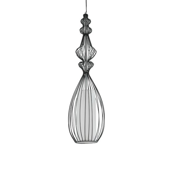 GLOBOSTAR® LILY 01561 Vintage Κρεμαστό Φωτιστικό Οροφής με Ντουί 1 x E27 AC 220-240V IP20 - Μαύρο & Λευκό - Μ90 x Π90 x Υ20cm