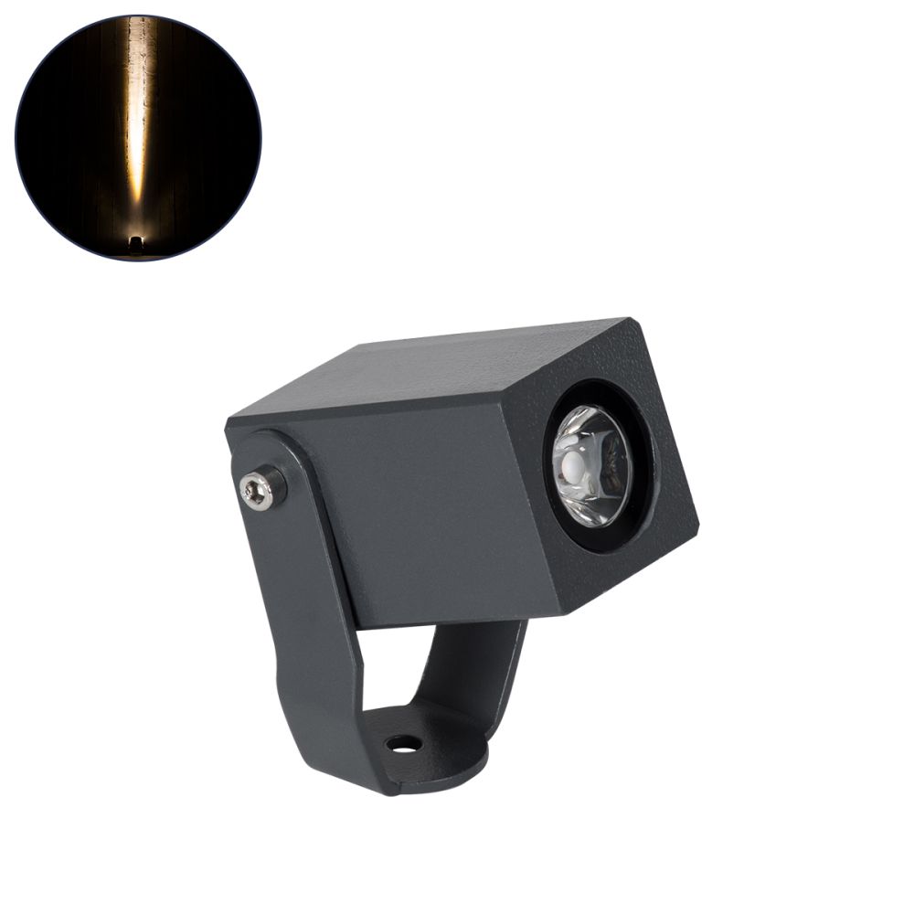 GLOBOSTAR® TREEMARO 90472 Φωτιστικό Σποτ για Φυτά - Δέντρα LED 3W 330lm 8° DC 24V Αδιάβροχο IP67 Θερμό Λευκό 2700K Dimmable - Bridgelux SMD Chip - Γκρι Ανθρακί - Μ3.5 x Π6.4 x Υ10cm - 3 Χρόνια Εγγύηση