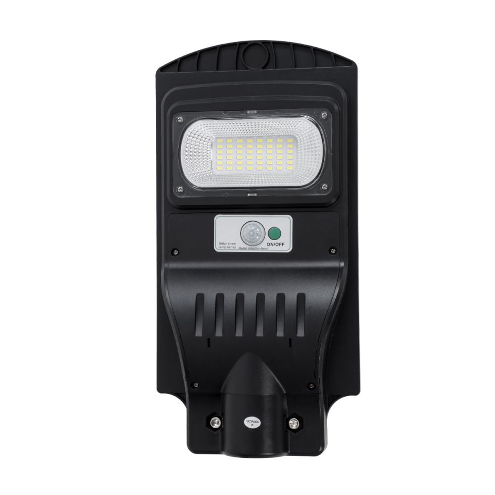 GLOBOSTAR® STREETB 85341 Φωτιστικό Δρόμου LED 30W 1500lm 120° DC 5V με Ενσωματωμένο Φωτοβολταϊκό Panel 6V 6W & Επαναφορτιζόμενη Μπαταρία Li-ion 3.2V 5000mAh με Αισθητήρα Κίνησης-Ημέρας-Νύχτας Αδιάβροχο IP65 Ψυχρό Λευκό 6000K - Μαύρο - Μ20 x Π40 x Υ6cm