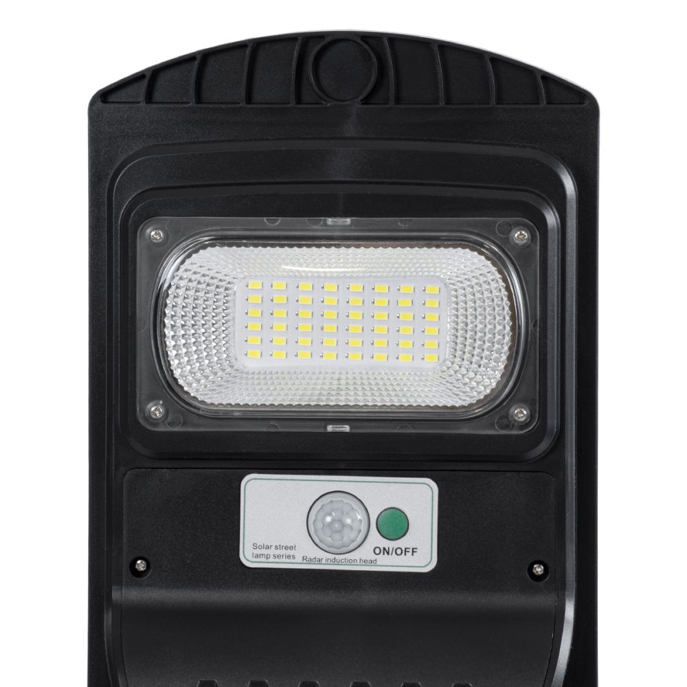 GLOBOSTAR® STREETB 85341 Φωτιστικό Δρόμου LED 30W 1500lm 120° DC 5V με Ενσωματωμένο Φωτοβολταϊκό Panel 6V 6W & Επαναφορτιζόμενη Μπαταρία Li-ion 3.2V 5000mAh με Αισθητήρα Κίνησης-Ημέρας-Νύχτας Αδιάβροχο IP65 Ψυχρό Λευκό 6000K - Μαύρο - Μ20 x Π40 x Υ6cm