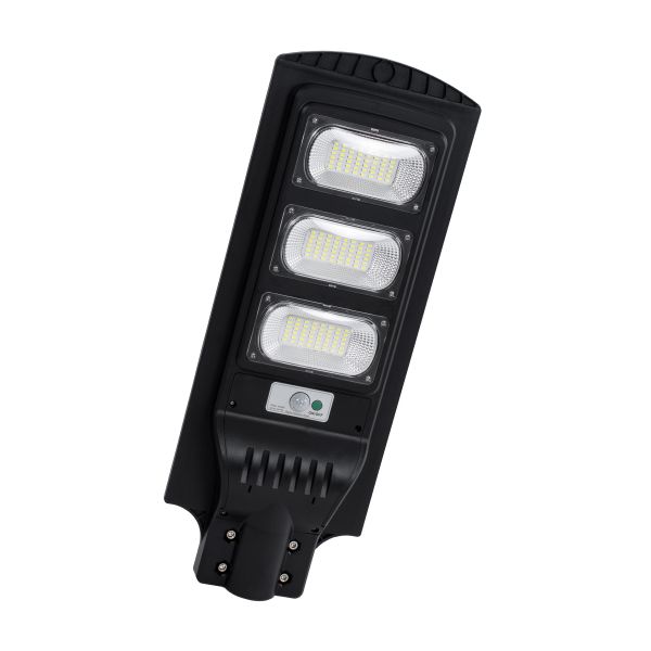 GloboStar® STREETA 85343 Professional LED Solar Street Light Αυτόνομο Ηλιακό Φωτιστικό Δρόμου 90W 900lm 144 x LED SMD 5730 με Ενσωματωμένο Φωτοβολταϊκό Panel 6V 12W & Επαναφορτιζόμενη Μπαταρία Li-ion 3.2V 12000mAh με Αισθητήρα Ημέρας-Νύχτας & PIR 