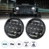 GloboStar® 85417 Σετ 2 x Φανάρια JEEP WRANGLER 7'' Ιντσών Βασικού Φωτισμού H/L με Ring Light DRL LED CREE CXB COB 75W 12000lm DC 10-30V Αδιάβροχα IP67 Ψυχρό Λευκό 6000K