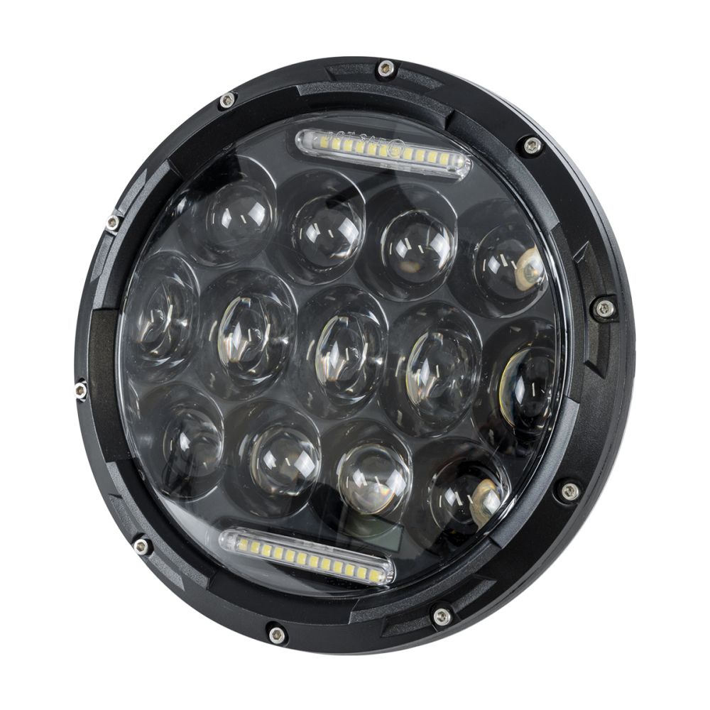 GloboStar® 85417 Σετ 2 x Φανάρια JEEP WRANGLER 7'' Ιντσών Βασικού Φωτισμού H/L με Ring Light DRL LED CREE CXB COB 75W 12000lm DC 10-30V Αδιάβροχα IP67 Ψυχρό Λευκό 6000K