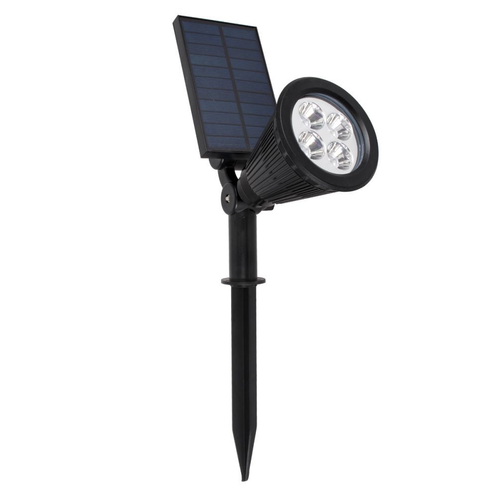 GloboStar® 85710 Μαύρο Προβολάκι Σποτ Κήπου Πλαστικό Καρφωτό LED HIGH POWER 8W 800lm με Ενσωματωμένη Μπαταρία 2200mAh - Φωτοβολταϊκό Πάνελ με Αισθητήρα Ημέρας-Νύχτας Αδιάβροχo IP67 Ψυχρό Λευκό 6000K