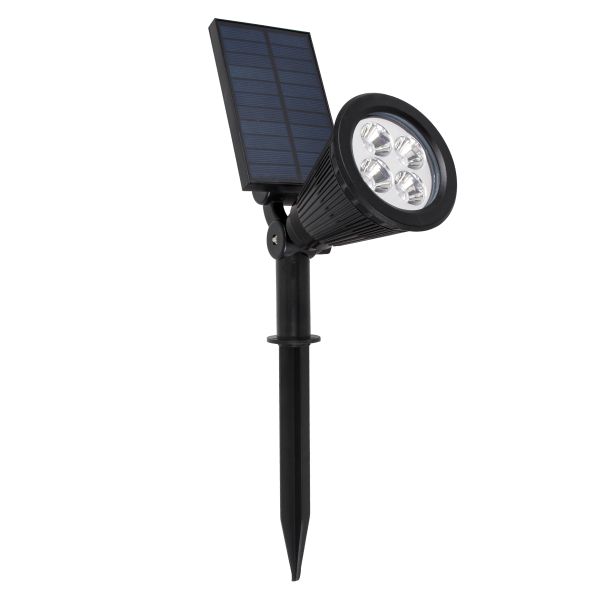 GloboStar® 85710 Μαύρο Προβολάκι Σποτ Κήπου Πλαστικό Καρφωτό LED HIGH POWER 8W 800lm με Ενσωματωμένη Μπαταρία 2200mAh - Φωτοβολταϊκό Πάνελ με Αισθητήρα Ημέρας-Νύχτας Αδιάβροχo IP67 Ψυχρό Λευκό 6000K