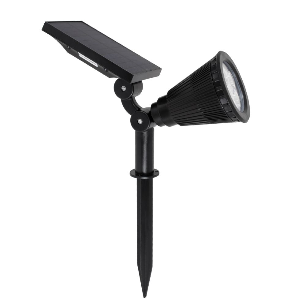 GloboStar® 85710 Μαύρο Προβολάκι Σποτ Κήπου Πλαστικό Καρφωτό LED HIGH POWER 8W 800lm με Ενσωματωμένη Μπαταρία 2200mAh - Φωτοβολταϊκό Πάνελ με Αισθητήρα Ημέρας-Νύχτας Αδιάβροχo IP67 Ψυχρό Λευκό 6000K