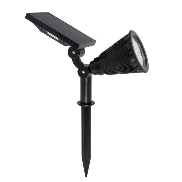 GloboStar® 85710 Μαύρο Προβολάκι Σποτ Κήπου Πλαστικό Καρφωτό LED HIGH POWER 8W 800lm με Ενσωματωμένη Μπαταρία 2200mAh - Φωτοβολταϊκό Πάνελ με Αισθητήρα Ημέρας-Νύχτας Αδιάβροχo IP67 Ψυχρό Λευκό 6000K