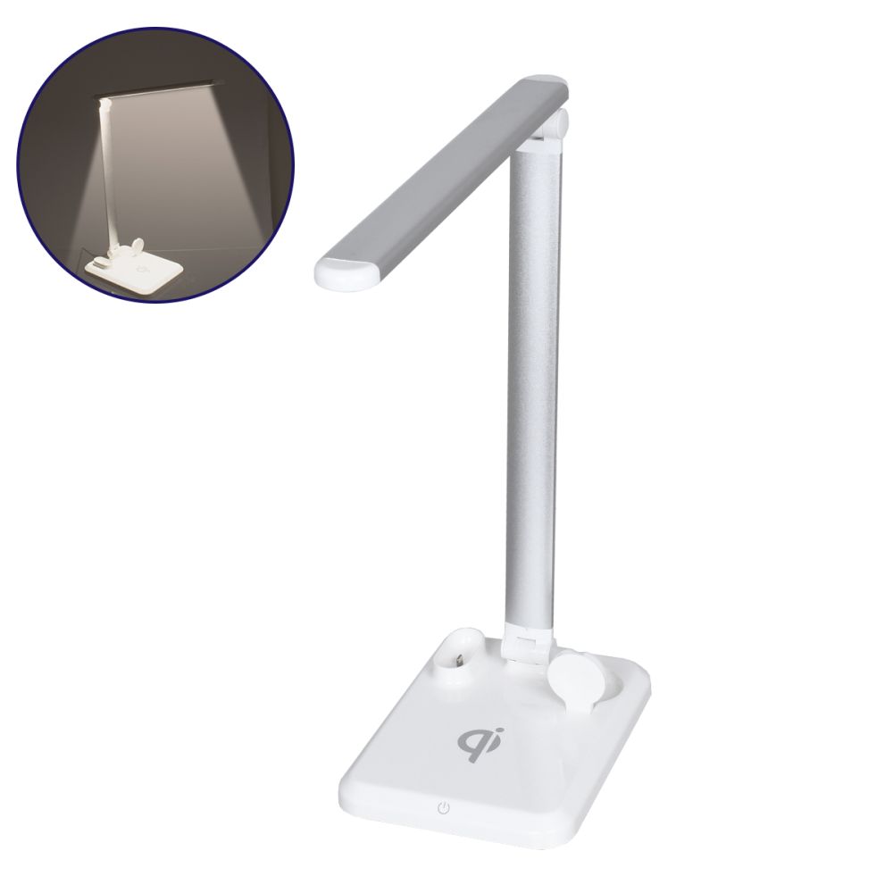 GLOBOSTAR® ONO 86101 Μοντέρνο Επιτραπέζιο Φωτιστικό Γραφείου με Ασύρματη Φόρτιση 10W 2A LED 5W 1000lm 90° DC 5V με USB-C IP20 Φυσικό Λευκό 4500K - Sanan SMD Chip - Λευκό - Μ33 x Π14 x Υ63cm - 2 Χρόνια Εγγύηση