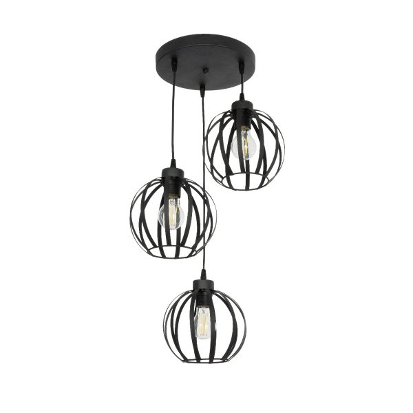 GLOBOSTAR® LUSE 202-0049 Μοντέρνο Κρεμαστό Φωτιστικό Οροφής με Ντουί 3 x E27 AC 220-240V IP20 - Μαύρο - Μ40 x Π40 x Υ65cm