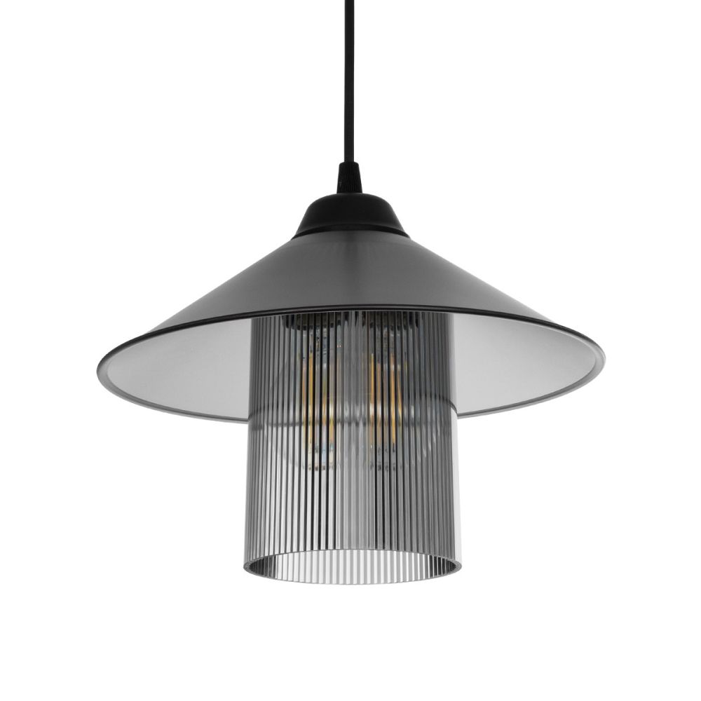 GLOBOSTAR® PROMO 203-0089 Μοντέρνο Κρεμαστό Φωτιστικό Οροφής με Ντουί 1 x E27 AC 220-240V IP20 - Μαύρο & Μαύρο Φιμέ - Μ25.5 x Π25.5 x Υ20cm