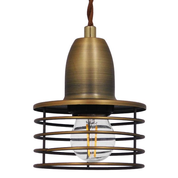 GLOBOSTAR® MANHATTAN 01454 Μοντέρνο Κρεμαστό Φωτιστικό Οροφής με Ντουί 1 x E27 AC 220-240V IP20 - Μπρούτζινο - Μ11 x Π11 x Υ14cm