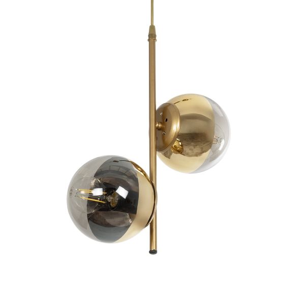 GLOBOSTAR® CITY 202-0044 Μοντέρνο Κρεμαστό Φωτιστικό Οροφής με Ντουί 2 x E27 AC 220-240V IP20 - Χρυσό & Διάφανο - Μ35 x Π16 x Υ42cm
