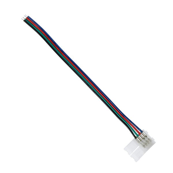 GloboStar® 70730 Μονός Connector Ατερμάτιστος με 15cm Καλώδιο για Όλες τις RGB Ταινίες LED 10mm