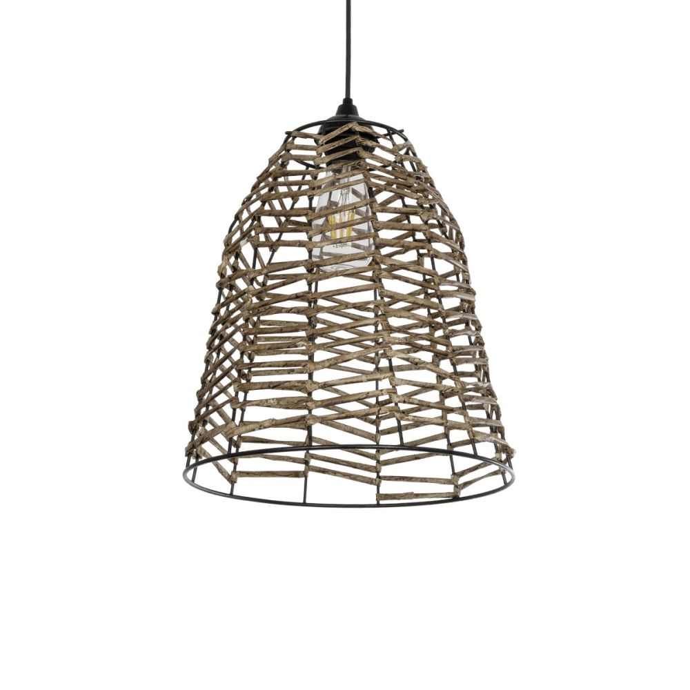 GLOBOSTAR® NETZ 205-0026 Boho Κρεμαστό Φωτιστικό Οροφής με Ντουί 1 x E27 AC 220-240V IP20 - Μπεζ - M30 x Π30 x Υ38cm