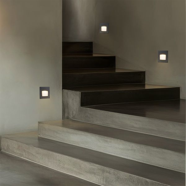 kelvo® STEPART KLV-101-0078 Μοντέρνο Χωνευτό Φωτιστικό Σκαλοπατιού - Διαδρόμου LED 3W 375lm 45° AC 220-240V Αδιάβροχο IP65 Θερμό Λευκό 2700K - Lumileds SMD Chip & TÜV SÜD Driver - Γκρι Ανθρακί Ματ - Μ8.5 x Π5 x Υ8.5cm / Q6.72 x 6.72cm - 5 Χρόνια Εγγύη