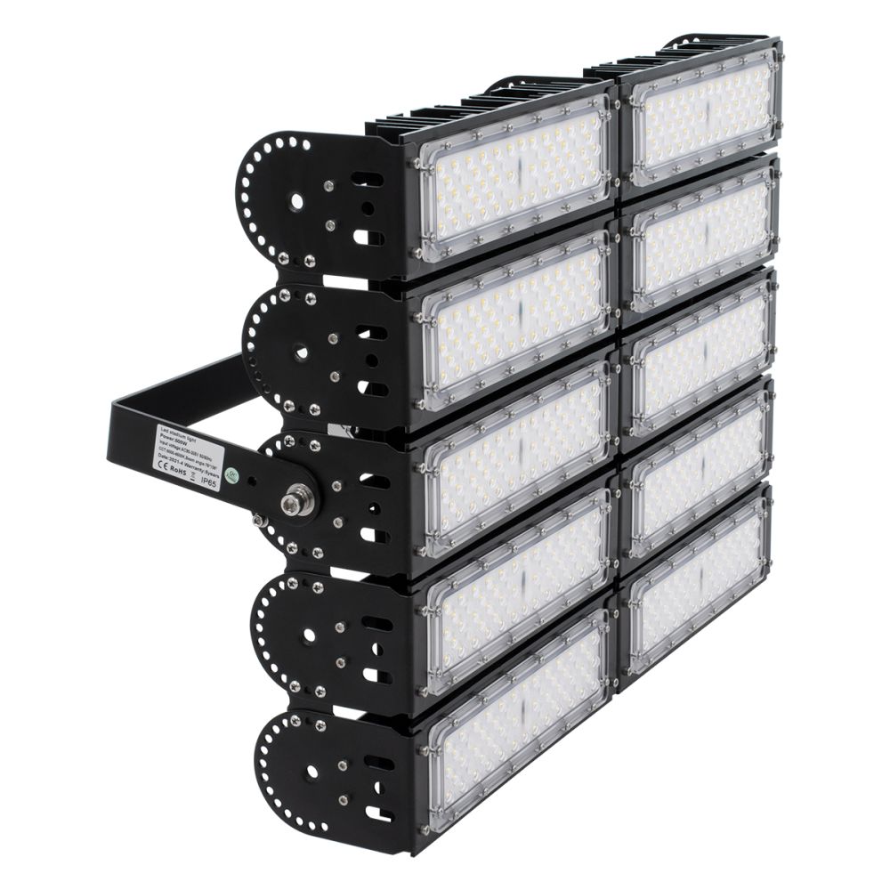 GLOBOSTAR® GOLIATH 90104 Προβολέας για Γήπεδα Tennis & Ποδοσφαίρου 5x5 LED 500W 75000lm 75°x135° SDCM<5 Fish Eye Lens AC 220-240V Αδιάβροχο IP65 IK08 Φυσικό Λευκό 5000K - Lumileds SMD Chip & Mean Well Driver - Μαύρο Ματ - Μ62 x Π22 x Υ45cm - 5 