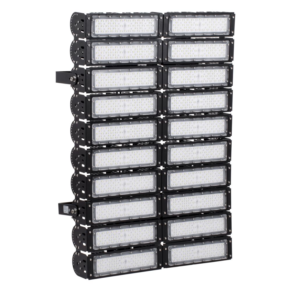 GLOBOSTAR® GOLIATH 90105 Προβολέας για Γήπεδα Tennis & Ποδοσφαίρου 5x5 LED 1000W 150000lm 75°x135° SDCM<5 Fish Eye Lens AC 220-240V Αδιάβροχο IP65 IK08 Φυσικό Λευκό 5000K - Lumileds SMD Chip & Mean Well Driver - Μαύρο Ματ - Μ62 x Π22 x Υ90cm - 