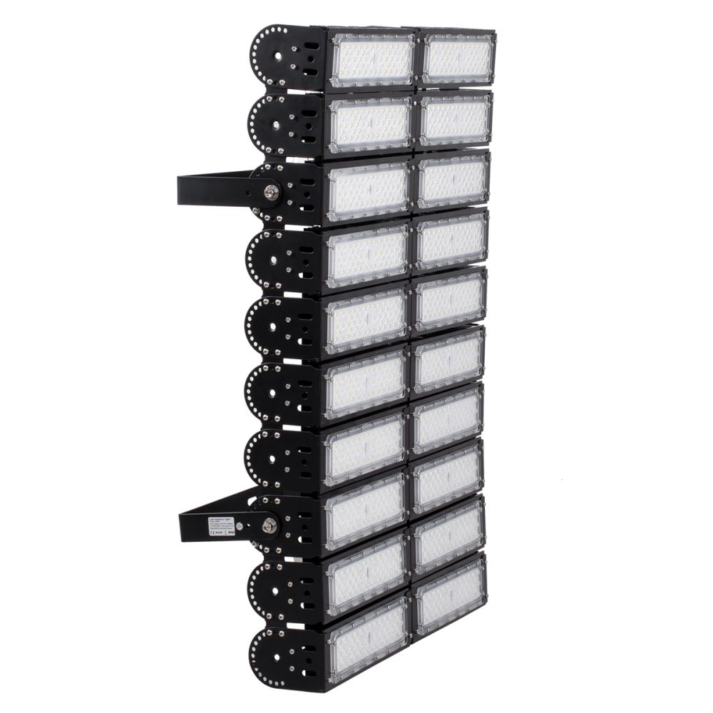 GLOBOSTAR® GOLIATH 90105 Προβολέας για Γήπεδα Tennis & Ποδοσφαίρου 5x5 LED 1000W 150000lm 75°x135° SDCM<5 Fish Eye Lens AC 220-240V Αδιάβροχο IP65 IK08 Φυσικό Λευκό 5000K - Lumileds SMD Chip & Mean Well Driver - Μαύρο Ματ - Μ62 x Π22 x Υ90cm - 