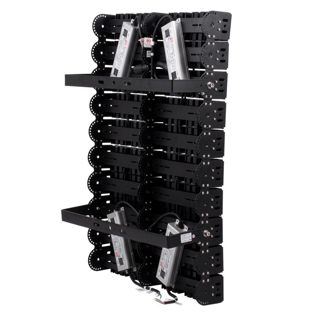 GLOBOSTAR® GOLIATH 90105 Προβολέας για Γήπεδα Tennis & Ποδοσφαίρου 5x5 LED 1000W 150000lm 75°x135° SDCM<5 Fish Eye Lens AC 220-240V Αδιάβροχο IP65 IK08 Φυσικό Λευκό 5000K - Lumileds SMD Chip & Mean Well Driver - Μαύρο Ματ - Μ62 x Π22 x Υ90cm - 