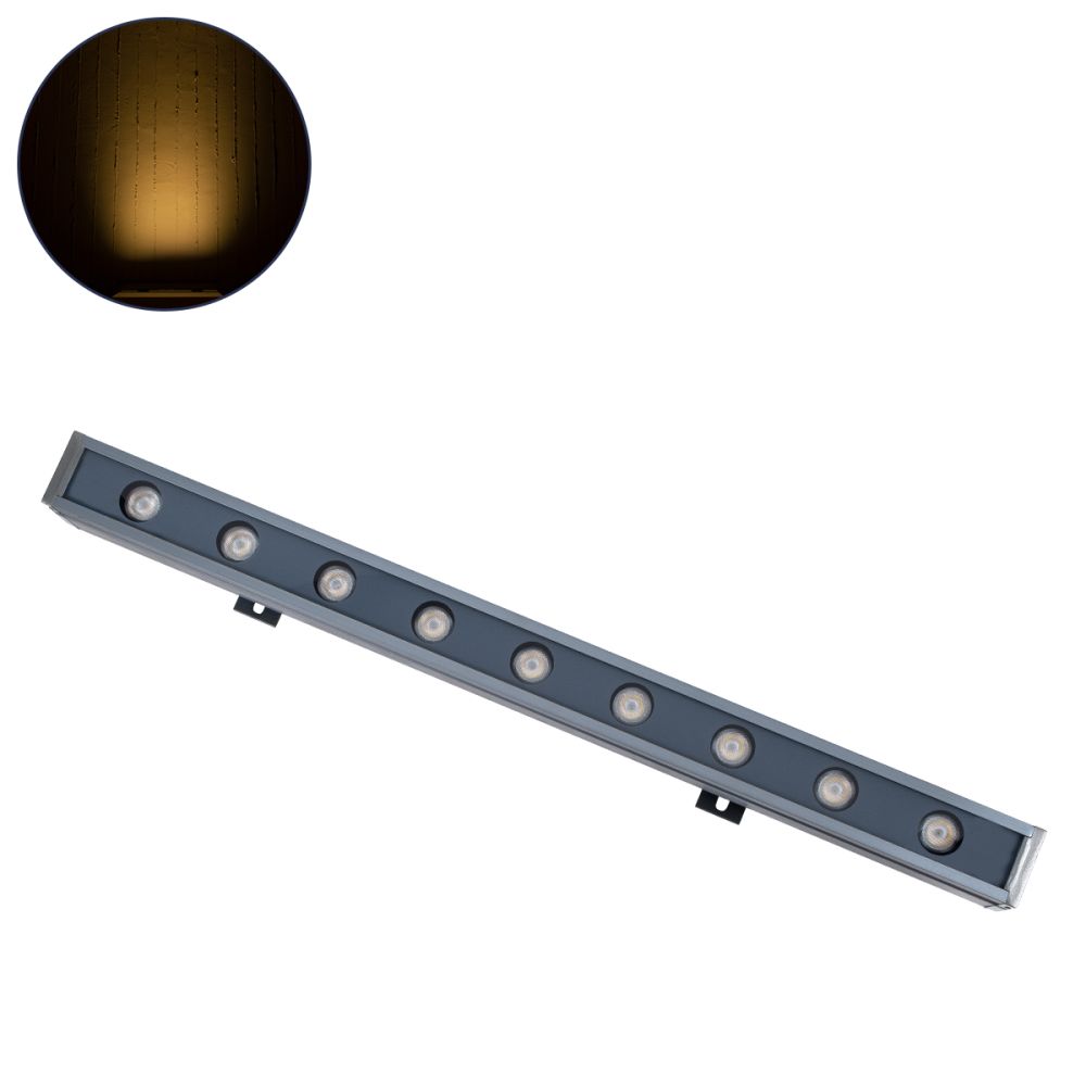 GLOBOSTAR® WASHERMARGO 90172 Μπάρα Φωτισμού Wall Washer LED 9W 990lm 30° DC 24V Αδιάβροχο IP65 Θερμό Λευκό 2700Κ Dimmable - Bridgelux SMD Chip - Γκρι Ανθρακί - Μ50 x Π4 x Υ5cm - 3 Χρόνια Εγγύηση