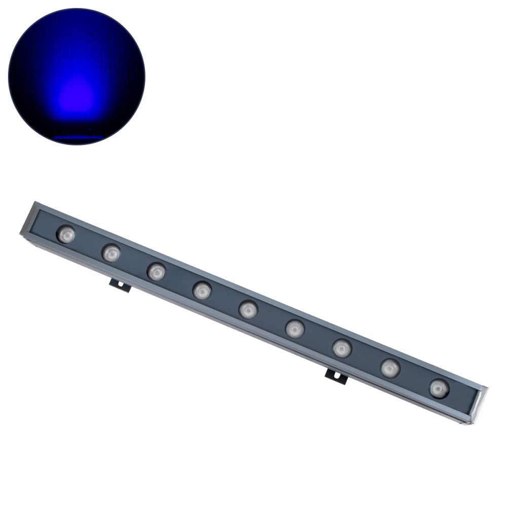 GLOBOSTAR® WASHERMARGO 90175 Μπάρα Φωτισμού Wall Washer LED 9W 765lm 30° DC 24V Αδιάβροχο IP65 Μπλε Dimmable - Bridgelux SMD Chip - Γκρι Ανθρακί - Μ50 x Π4 x Υ5cm - 3 Χρόνια Εγγύηση