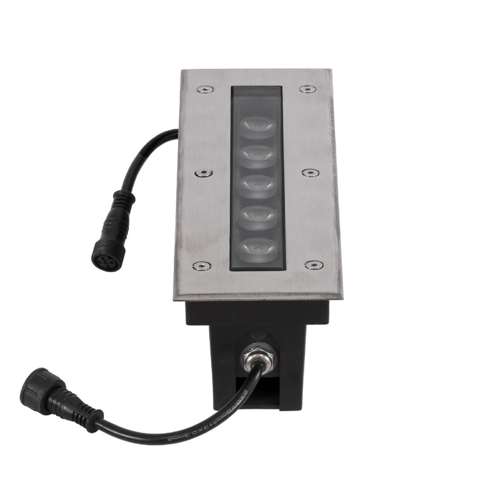 GLOBOSTAR® UNDERGROUNDREMVI 90191 Χωνευτή Μπάρα Φωτισμού Wall Washer LED 9W 765lm 10° DC 24V Αδιάβροχο IP68 Πολύχρωμο RGBW Dimmable DMX512 - Bridgelux SMD Chip - Ανοξείδωτο Ατσάλι SS316 - Μ30 x Π9 x Υ8.5cm / Q28.5 x 7.5cm - 3 Χρόνια Εγγύηση