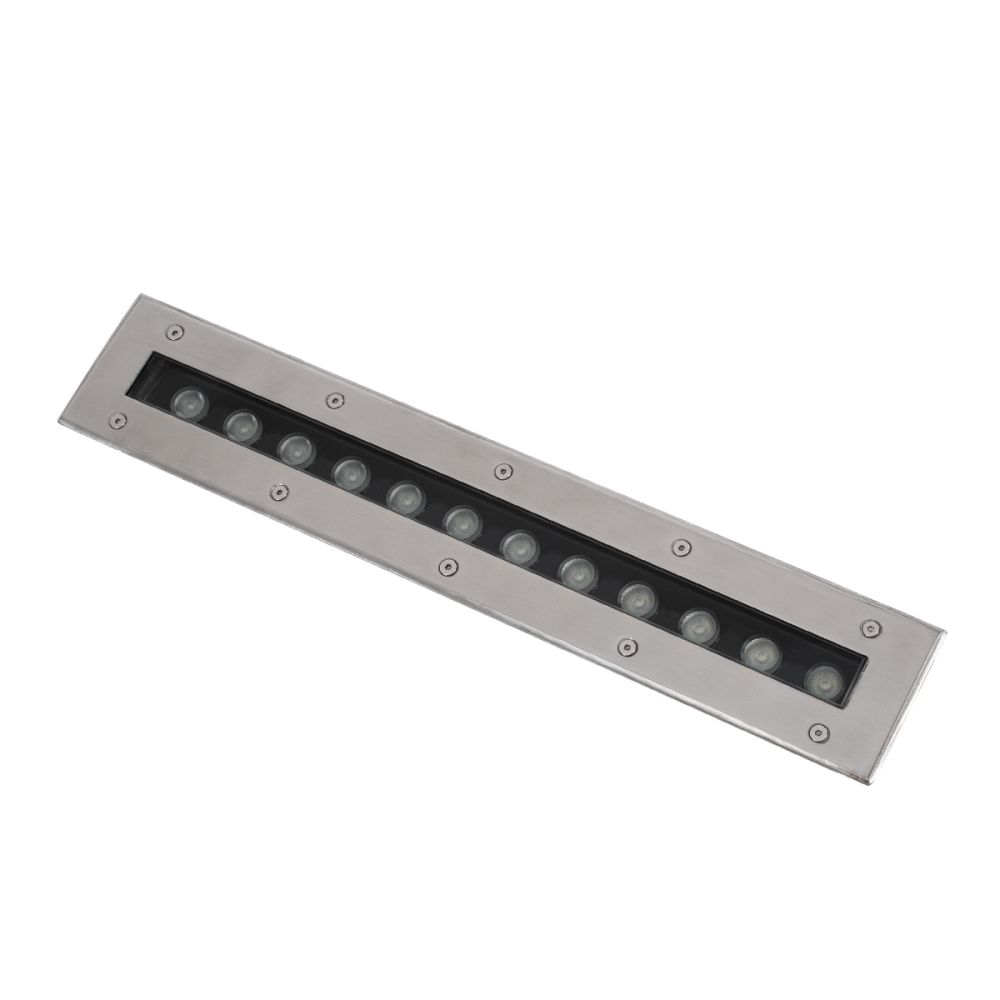 GLOBOSTAR® UNDERGROUNDREMVI 90193 Χωνευτή Μπάρα Φωτισμού Wall Washer LED 12W 1020lm 10° DC 24V Αδιάβροχο IP68 Πολύχρωμο RGBW Dimmable DMX512 - Bridgelux SMD Chip - Ανοξείδωτο Ατσάλι SS316 - Μ50 x Π9 x Υ7.2cm / Q48.5 x 7.5cm - 3 Χρόνια Εγγύηση