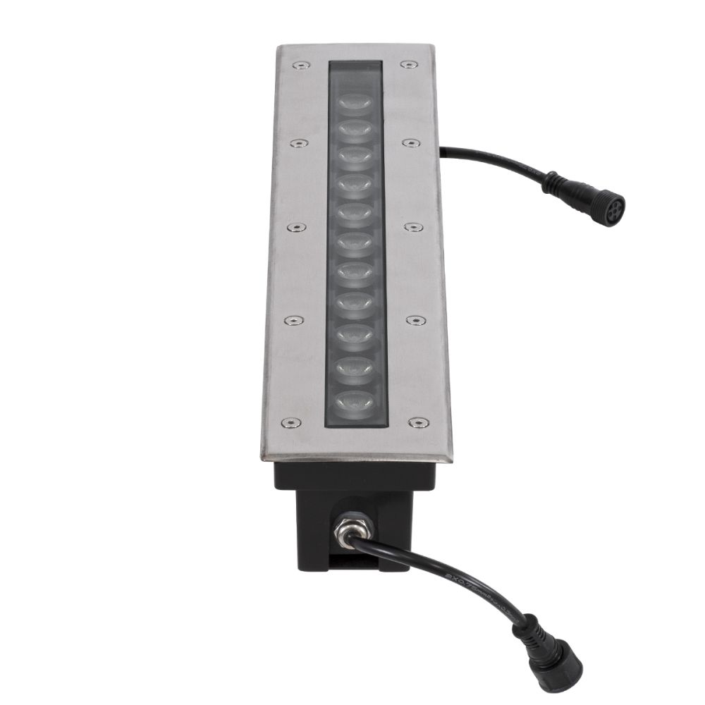 GLOBOSTAR® UNDERGROUNDREMVI 90193 Χωνευτή Μπάρα Φωτισμού Wall Washer LED 12W 1020lm 10° DC 24V Αδιάβροχο IP68 Πολύχρωμο RGBW Dimmable DMX512 - Bridgelux SMD Chip - Ανοξείδωτο Ατσάλι SS316 - Μ50 x Π9 x Υ7.2cm / Q48.5 x 7.5cm - 3 Χρόνια Εγγύηση