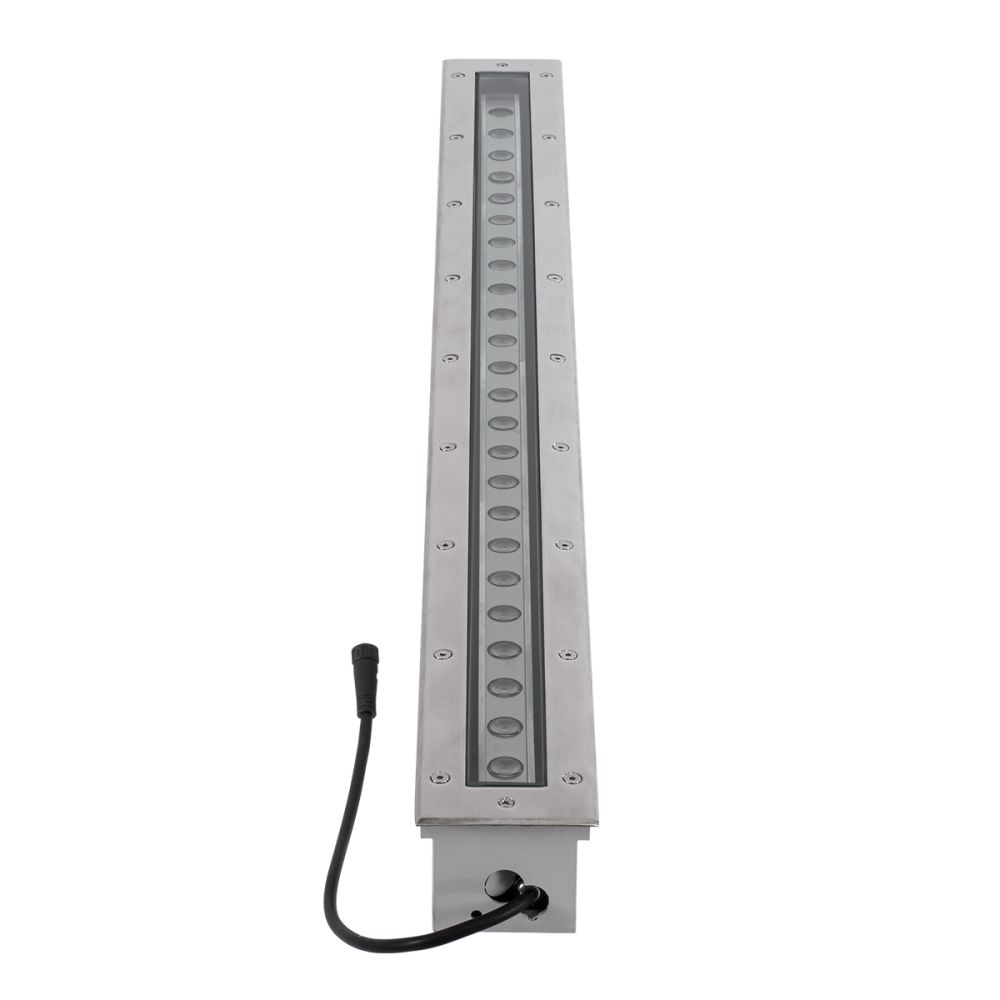 GloboStar® UNDERGROUND-PASSAGGIO 90197 Χωνευτό Φωτιστικό Wall Washer Δαπέδου LED 24W 2040lm 10° DC 24V Αδιάβροχο IP68 με Ρυθμιζόμενη Γωνία Φωτισμού L108 x W9 x H7.5cm RGBW DMX512 - Ανοξείδωτο Ατσάλι - 3 Years Warranty