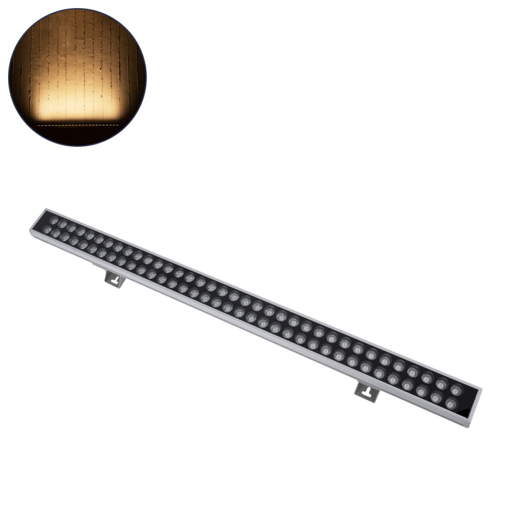 GLOBOSTAR® WASHERGAIA 90215 Μπάρα Φωτισμού Wall Washer LED 144W 15120lm 10° DC 24V Αδιάβροχο IP67 Θερμό Λευκό 2700K Dimmable - Bridgelux SMD Chip - Ασημί - Μ100 x Π7.3 x Υ4.3cm - 3 Χρόνια Εγγύηση