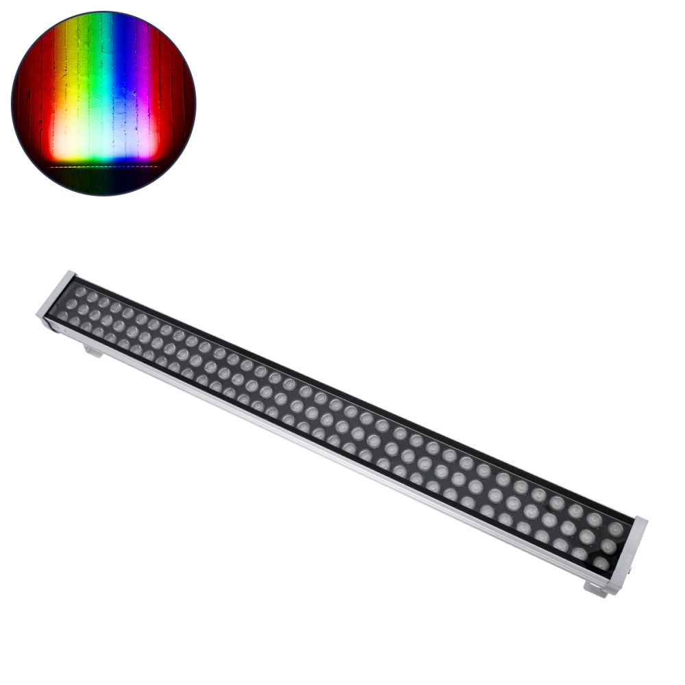 GLOBOSTAR® WASHERGAIA 90218 Μπάρα Φωτισμού Wall Washer LED 216W 18360lm 10° DC 24V Αδιάβροχο IP67 Πολύχρωμο RGBW Dimmable DMX512 - Bridgelux SMD Chip - Ασημί - Μ100 x Π10.2 x Υ9.5cm - 3 Χρόνια Εγγύηση