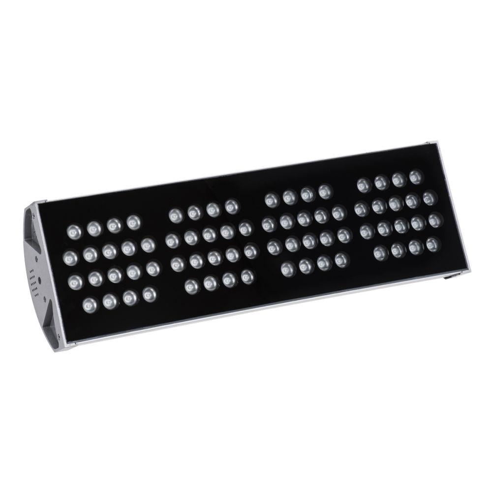 GloboStar® FLOOD-TENA 90226 Προβολέας Wall Washer για Φωτισμό Κτιρίων LED 144W 12240lm 10° DC 24V Αδιάβροχο IP65 L57 x W18 x H19.5cm RGBW DMX512 - Ασημί - 3 Years Warranty