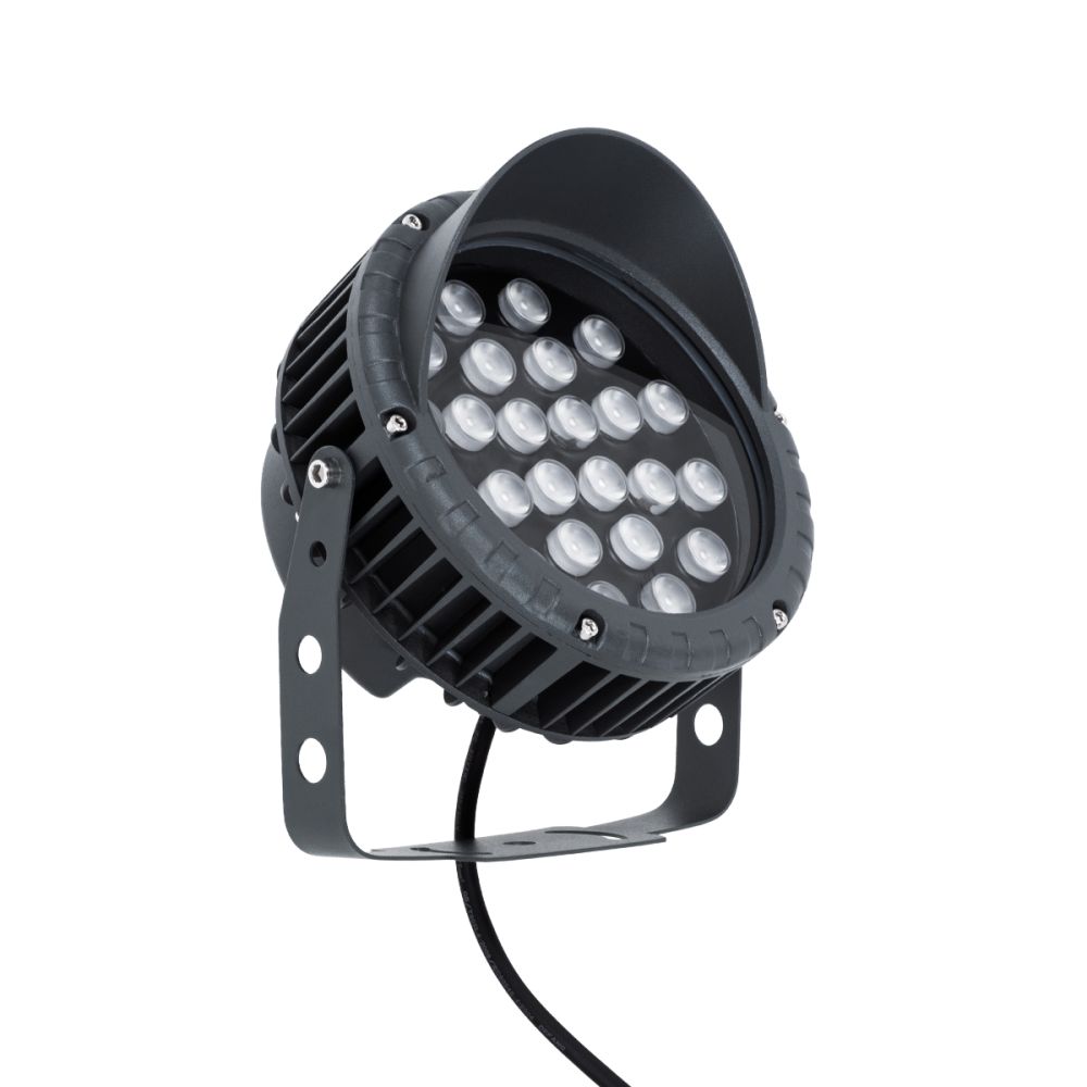 GLOBOSTAR® TREEVINA 90360 Φωτιστικό Σποτ με Αντιθαμβωτική Γρίλια για Φυτά - Δέντρα με Βάση Κήπου / Καρφωτό LED 24W 2640lm 10° DC 24V Αδιάβροχο IP65 Θερμό Λευκό 2700K Dimmable - Bridgelux SMD Chip - Γκρι Ανθρακί - Μ21.5 x Π18.3 x Υ14cm - 3 Χρόνια Εγγύηση