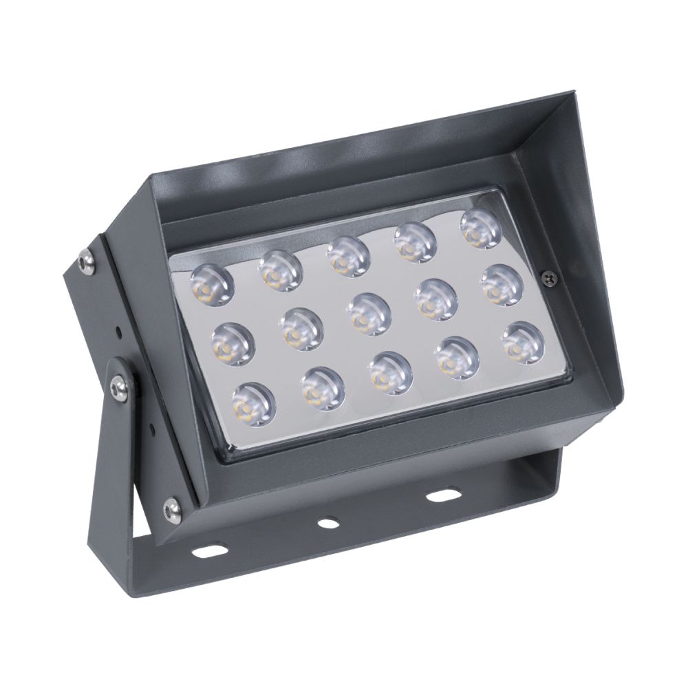 GLOBOSTAR® FLOODKAMY 90371 Προβολέας Σποτ Wall Washer με Αντιθαμβωτική Γρίλια LED 30W 3150lm 5° DC 24V Αδιάβροχο IP65 Ultra Θερμό Λευκό 2200K Dimmable - Bridgelux SMD Chip - Γκρι Ανθρακί - Μ19.5 x Π10.7 x Υ9.5cm - 3 Χρόνια Εγγύηση