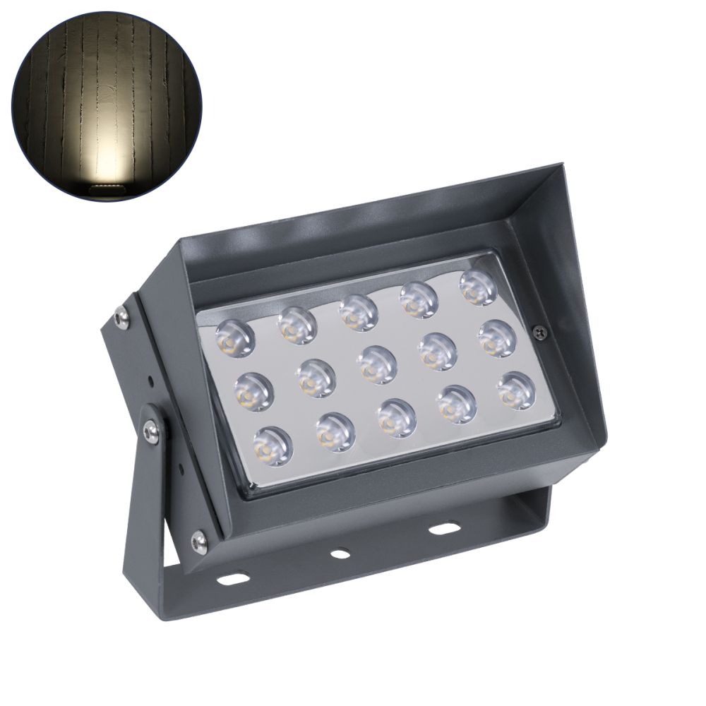 GLOBOSTAR® FLOODKAMY 90373 Προβολέας Σποτ Wall Washer με Αντιθαμβωτική Γρίλια LED 30W 3450lm 5° DC 24V Αδιάβροχο IP65 Φυσικό Λευκό 4500K Dimmable - Bridgelux SMD Chip - Γκρι Ανθρακί - Μ19.5 x Π10.7 x Υ9.5cm - 3 Χρόνια Εγγύηση