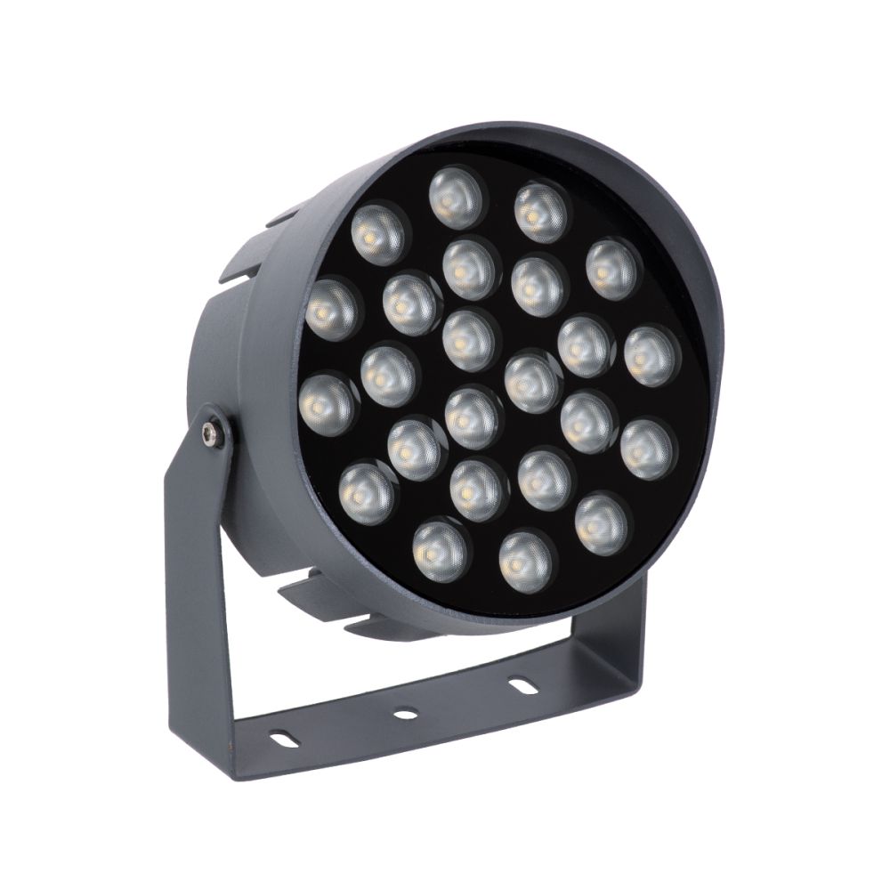 GLOBOSTAR® FLOODNIGMA 90377 Προβολέας Σποτ Wall Washer με Αντιθαμβωτική Γρίλια LED 24W 2040lm 30° DC 24V Αδιάβροχο IP65 Ultra Θερμό Λευκό 2200K Dimmable - Bridgelux SMD Chip - Γκρι Ανθρακί - Μ15 x Π15 x Υ9.1cm - 3 Χρόνια Εγγύηση