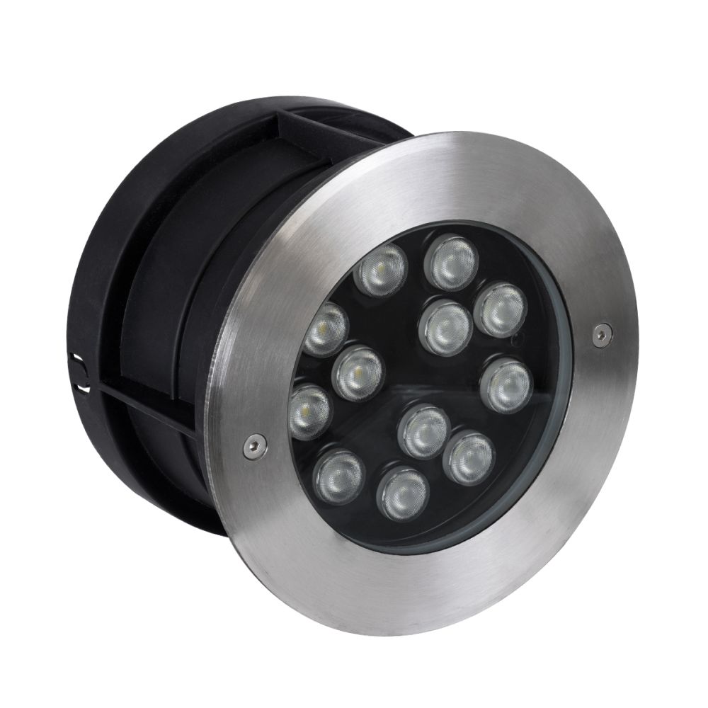 GLOBOSTAR® UNDERWATERTUNI 90422 Υποβρύχιο Χωνευτό Σποτ για Σιντριβάνια/Πισίνες LED 12W 1200lm 30° DC 24V Αδιάβροχο IP68 Πολύχρωμο RGBW Dimmable DMX512 - Bridgelux SMD Chip - Ανοξείδωτο Ατσάλι SS304 - Μ18 x Π18 x Υ11cm / Q17.5 - 3 Χρόνια Εγγύηση