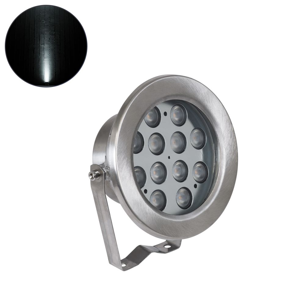 GLOBOSTAR® UNDERWATERJERRY 90424 Υποβρύχιο Επιφανειακό Σποτ για Σιντριβάνια/Πισίνες LED 12W 1200lm 30° DC 24V Αδιάβροχο IP68 Ψυχρό Λευκό 6000K Dimmable - Bridgelux SMD Chip - Ανοξείδωτο Ατσάλι 304 - Μ14.5 x Π7 x Υ19cm - 3 Χρόνια Εγγύηση
