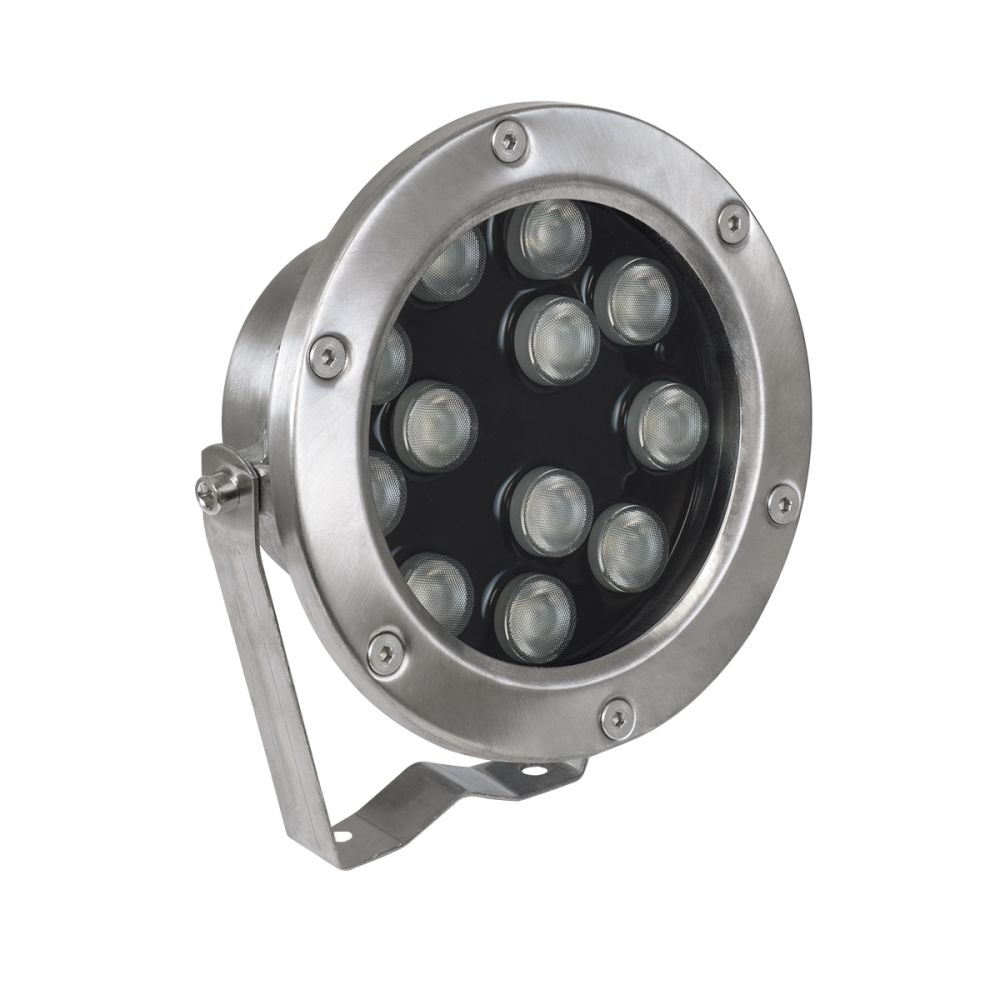 GLOBOSTAR® UNDERWATERJERRY 90425 Υποβρύχιο Επιφανειακό Σποτ για Σιντριβάνια/Πισίνες LED 12W 1200lm 30° DC 24V Αδιάβροχο IP68 Πολύχρωμο RGBW Dimmable DMX512 - Bridgelux SMD Chip - Ανοξείδωτο Ατσάλι 304 - Μ14.5 x Π7 x Υ19cm - 3 Χρόνια Εγγύηση