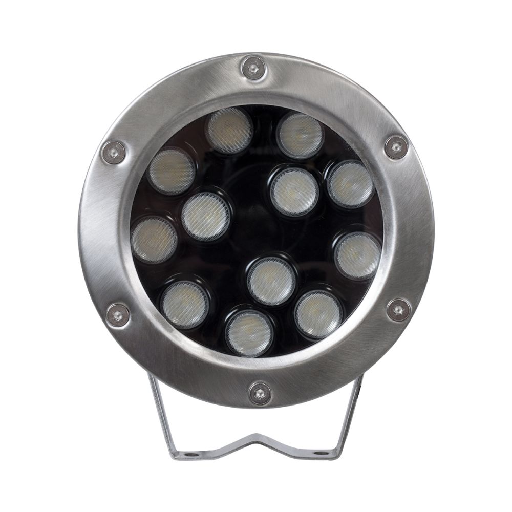 GLOBOSTAR® UNDERWATERJERRY 90425 Υποβρύχιο Επιφανειακό Σποτ για Σιντριβάνια/Πισίνες LED 12W 1200lm 30° DC 24V Αδιάβροχο IP68 Πολύχρωμο RGBW Dimmable DMX512 - Bridgelux SMD Chip - Ανοξείδωτο Ατσάλι 304 - Μ14.5 x Π7 x Υ19cm - 3 Χρόνια Εγγύηση
