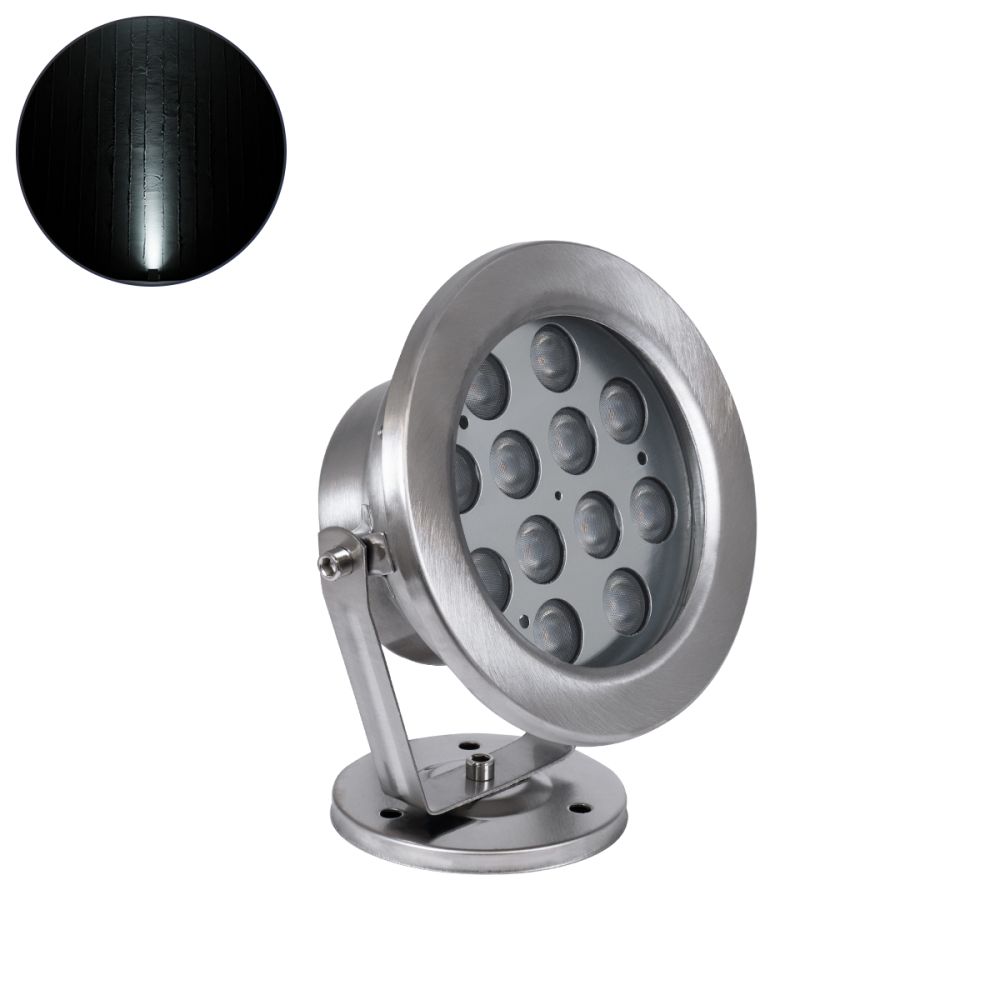 GLOBOSTAR® UNDERWATER-DENIS 90430 Υποβρύχιος Προβολέας Σποτ για Σιντριβάνια/Πισίνες LED 12W 1200lm 30° DC 24V Αδιάβροχο IP68 Ψυχρό Λευκό 6000K Dimmable - Ανοξείδωτο Ατσάλι 304 - Μ14.5 x Π7 x Υ17cm - 3 Χρόνια Εγγύηση